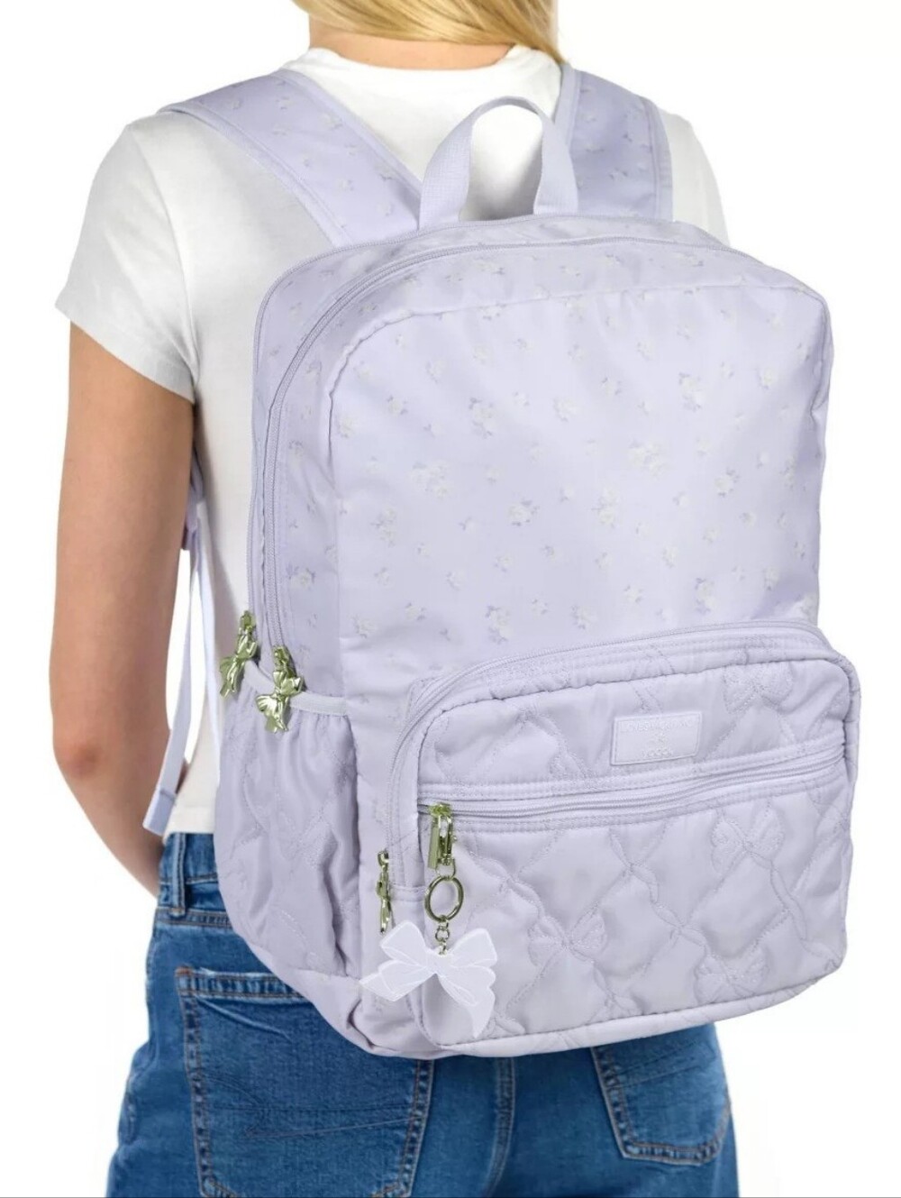 NWT LoveShackFancy - Yoobi Everblooming Rosettes Ditsy Backpack Breezy Blue